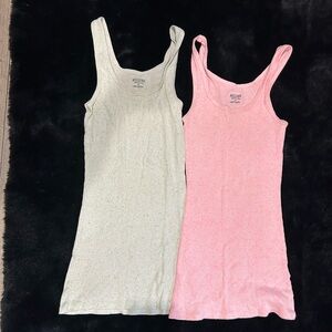 Mossimo Ribbed Tank Top Set Small Light Green & Pink Sleeveless Cotton Blend